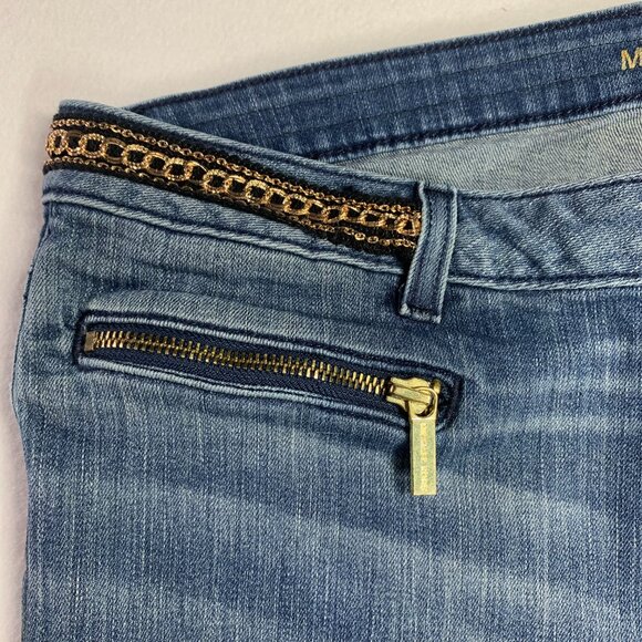 Michael Kors Jeans Boho Neutral Patched Ankle Gold Chain Refashioned Womens 14 - Picture 4 of 11